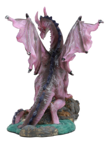Ebros Myths And Legends Twilight Pink River Dragon Statue Medieval Renaissance Serpentine Draco Fireball Breathing Creature Decor Figurine