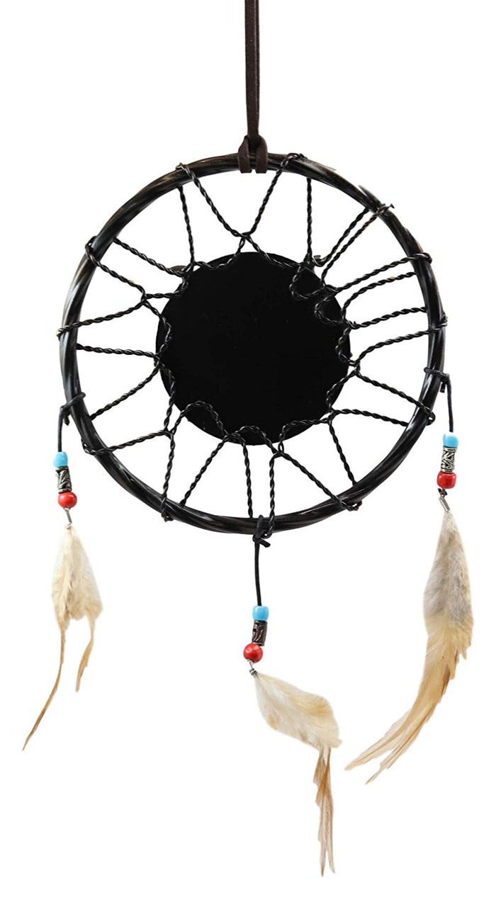 Ebros Native American Horned Bison Steer Cow Skull Dreamcatcher With Beaded Feathers