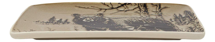 Ebros Nature Animal Wildlife Woodland Forest Black Bear Abstract Art Large Rectangular Serving Plate Or Platter 13.25" Dishwasher And Microwave Safe
