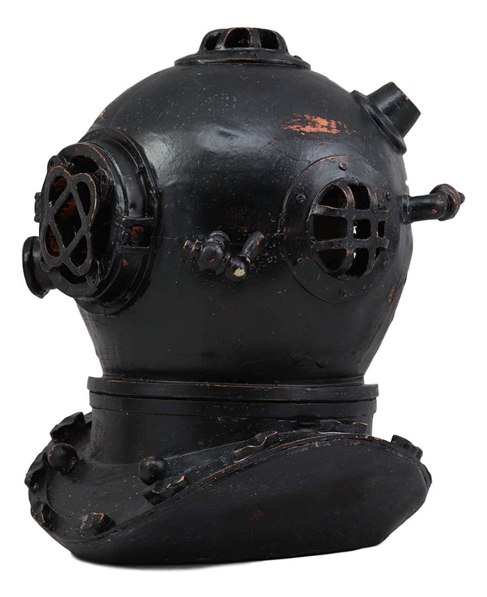 Ebros Nautical Black Steampunk Diving Helmet Figurine With LED Night Light 9" Tall