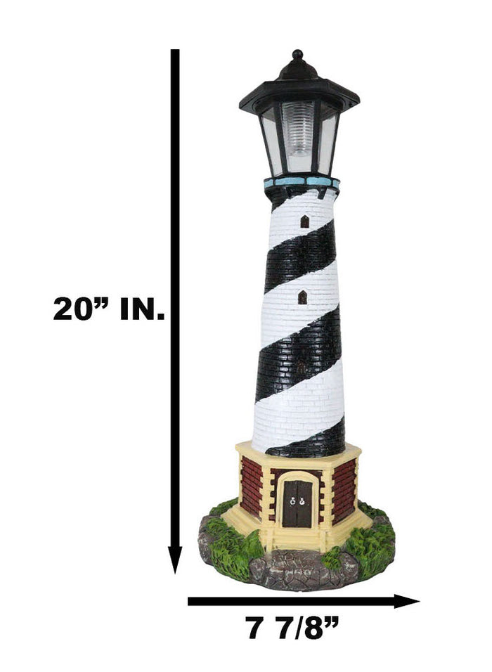 Ebros Nautical Cape Hatteras Lighthouse Statue 20.5" Tall With Solar Lantern LED