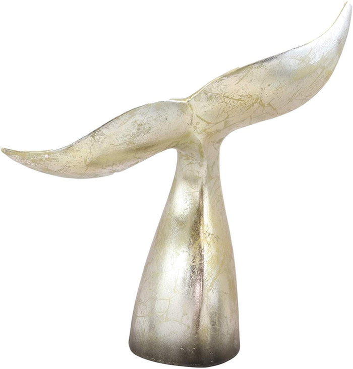 Ebros Nautical Coastal Marine Large Baleen Humpback Whale Tail Museum Gallery Design Statue 16.25" H In Rustic Gold Antique Finish Sea Life Decorative Office Library Shelf Desktop Decor Figurines