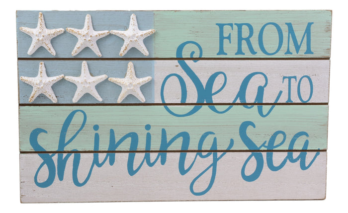 Ebros Nautical From Sea To Shining Sea Wall Decor Starfish Stars And Stripes Flag