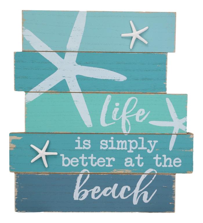 Ebros Nautical Life Is Simply Better At The Beach Starfish Wooden Wall Decor 15"H
