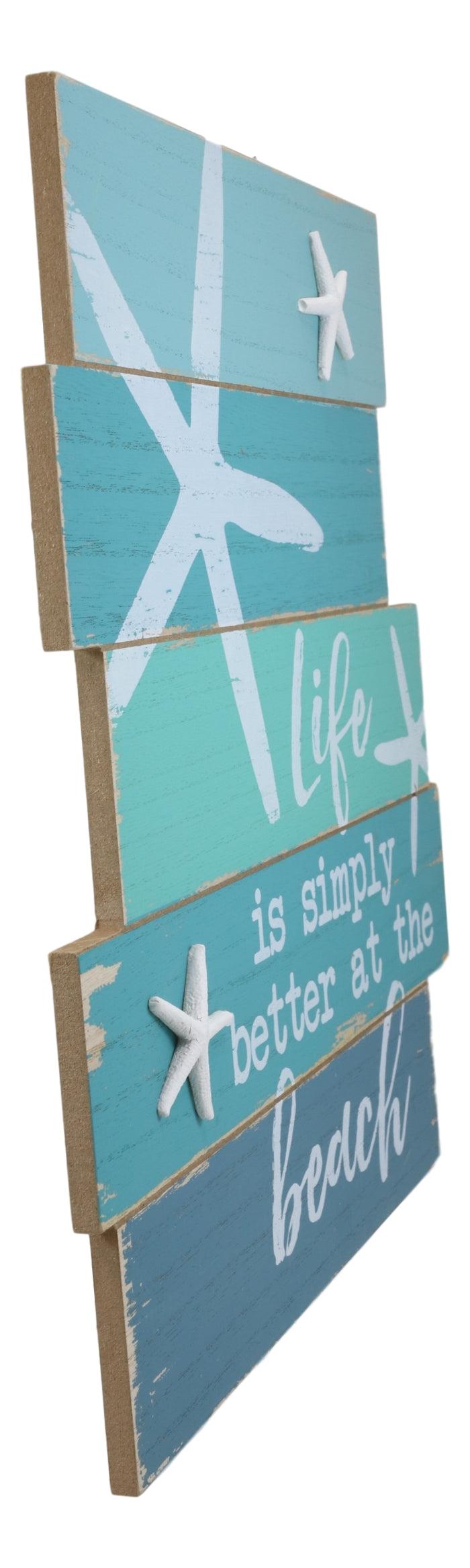 Ebros Nautical Life Is Simply Better At The Beach Starfish Wooden Wall Decor 15"H