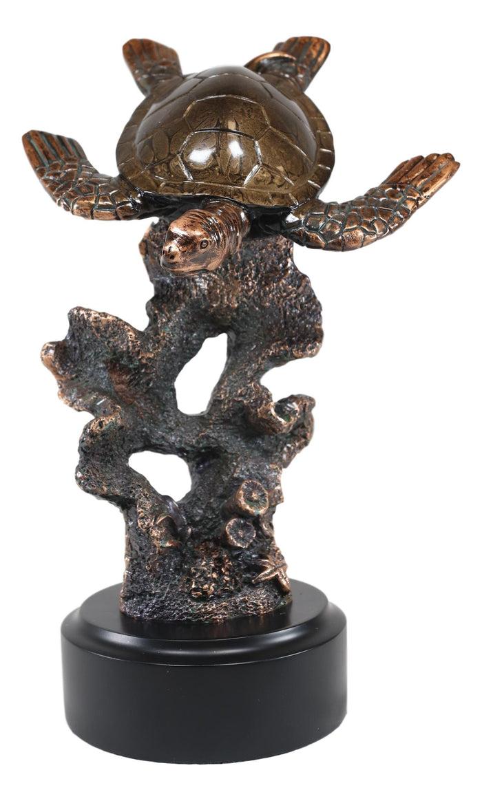 Ebros Nautical Marine Giant Sea Turtle Exploring Underwater Coral Reef Statue