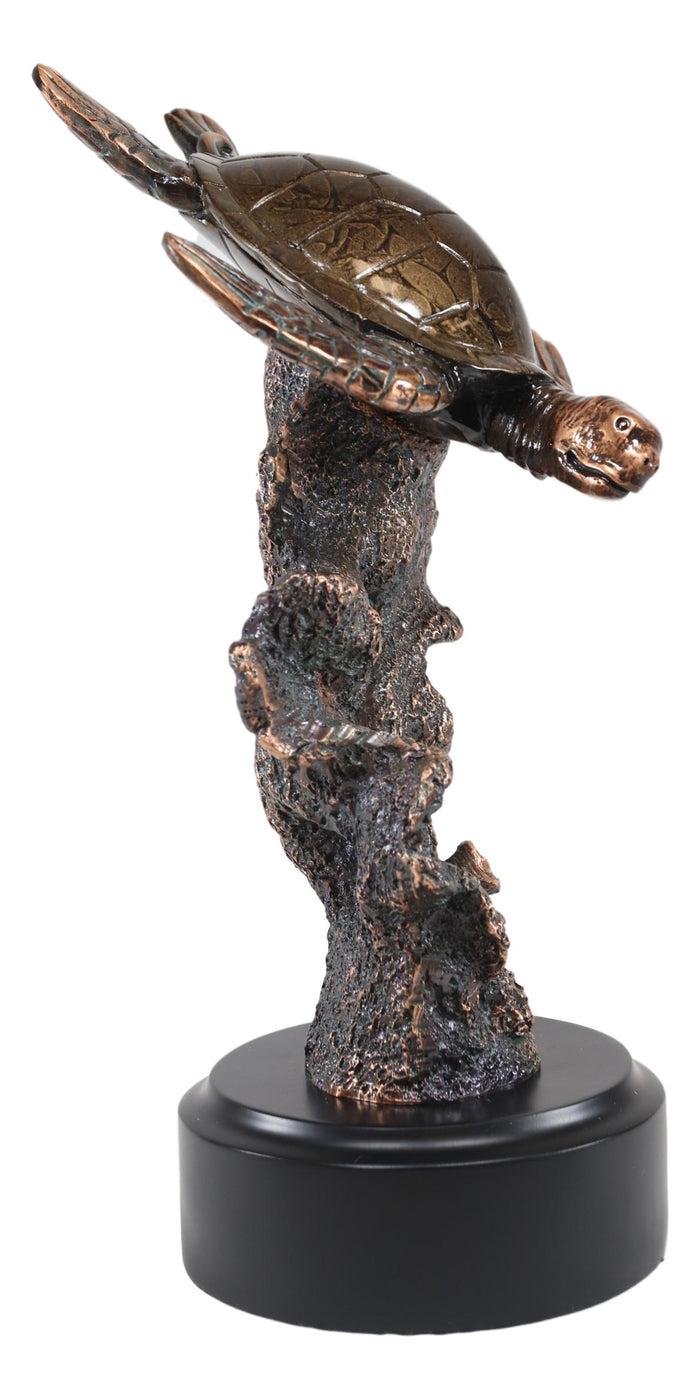 Ebros Nautical Marine Giant Sea Turtle Exploring Underwater Coral Reef Statue
