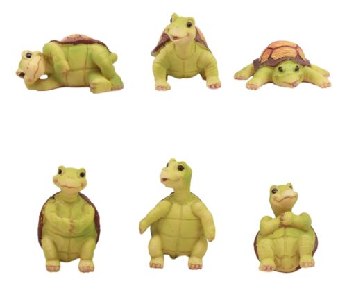 Ebros Nautical Miniature Baby Sea Turtles Figurine Set Of 6 Whimsical Turtle Decors 3"