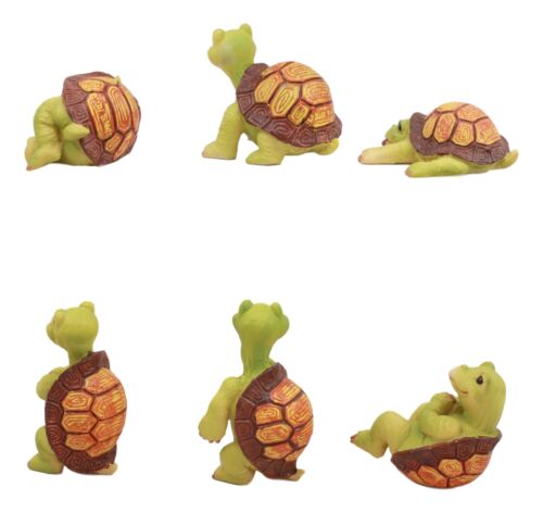 Ebros Nautical Miniature Baby Sea Turtles Figurine Set Of 6 Whimsical Turtle Decors 3"