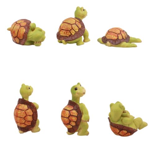Ebros Nautical Miniature Baby Sea Turtles Figurine Set Of 6 Whimsical Turtle Decors 3"
