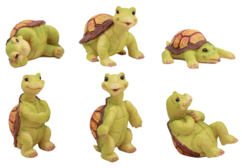 Ebros Nautical Miniature Baby Sea Turtles Figurine Set of 6 Whimsical Turtle Decors 3"