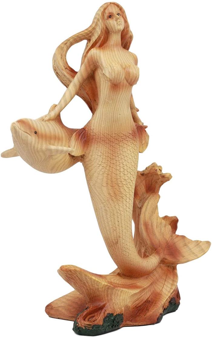 Ebros Nautical Ocean Marine Mermaid Princess With Dolphin Decor Statue 9" Tall