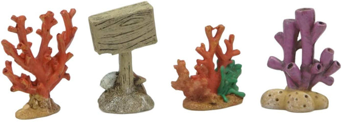 Ebros Nautical Reef Corals No Fishing Sign Small Miniature Figurines Set Of 4