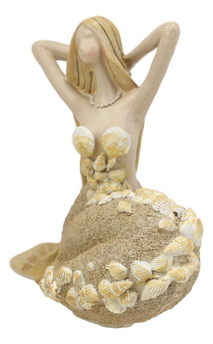 Ebros Nautical Sand Brown Abstract Mermaid With Sea Shell Ornaments Figurine