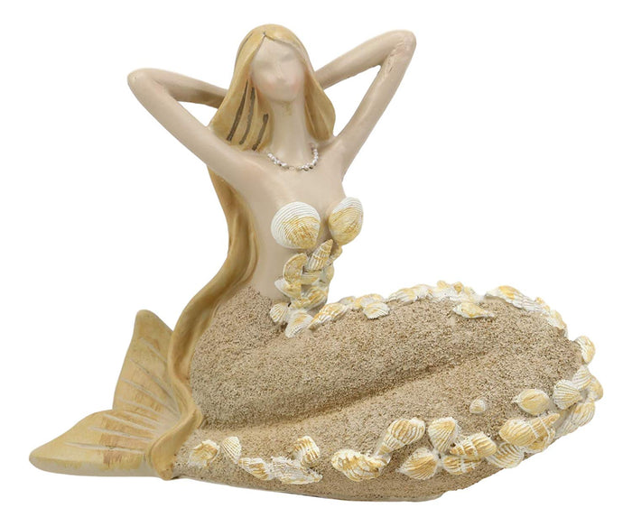 Ebros Nautical Sand Brown Abstract Mermaid With Sea Shell Ornaments Figurine