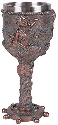Ebros Nautical Sirens Of The Sea Rustic Mermaid Goblet 7.5" Height 5oz Liquid