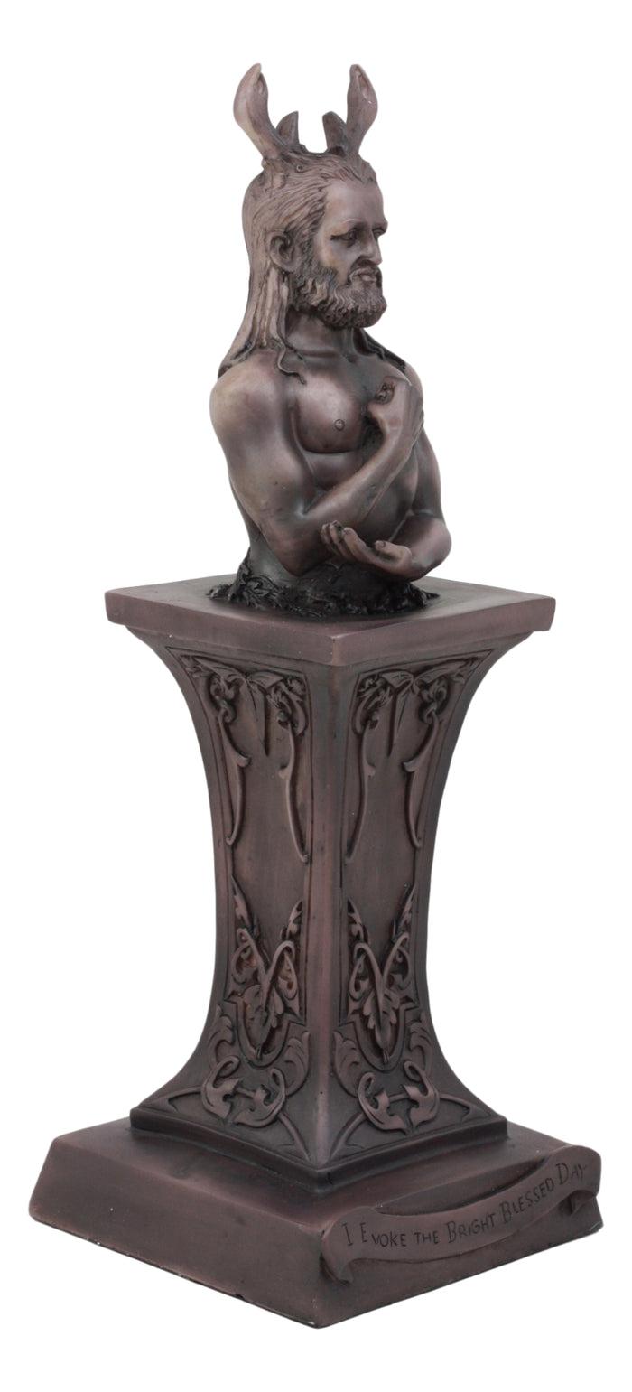 Ebros Neopaganism Wiccan Primary Deity Statue Featuring The Masculine Horned God Bust On Pedestal Figurine Wicca Home Decor(Masculine Horned God)