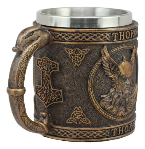 Ebros Norse Mythology Viking God Of Thunder Thor Coffee Mug Resin Drink Cup Tankard
