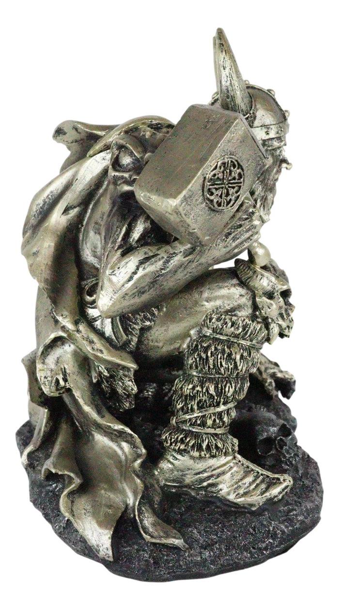 Ebros Norse Viking God Of Thunder Thor Battle Wielding Mjolnir Hammer Figurine 7"High