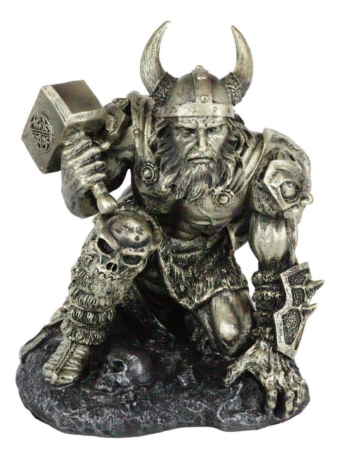 Ebros Norse Viking God Of Thunder Thor Battle Wielding Mjolnir Hammer Figurine 7"High