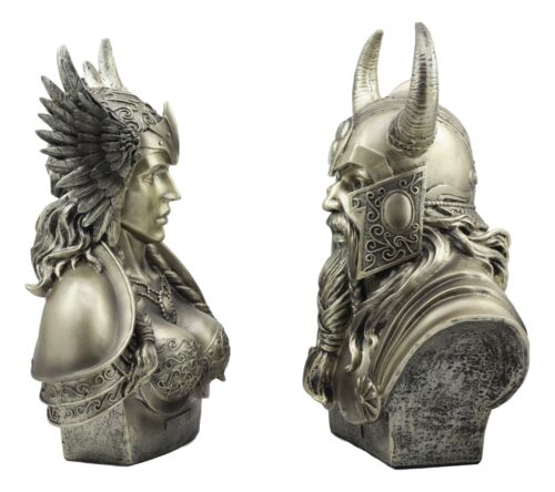 Ebros Norse Viking Mythology Chief God Odin And Goddess Valkyrie Busts Statue Set Poetic Edda Gods Of Asgard Protectors Of The Nine Realms