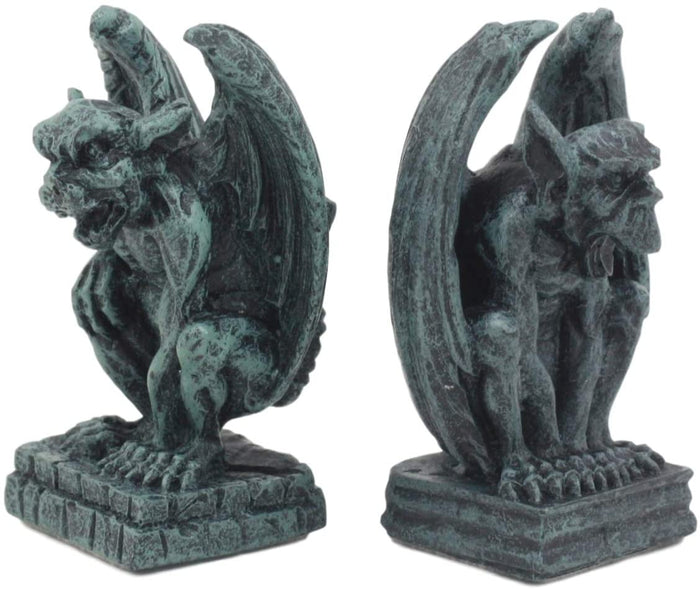 Ebros Notre Dame Guardian Mini Gargoyle Statue Set Of 2 Miniature 2.5" Tall