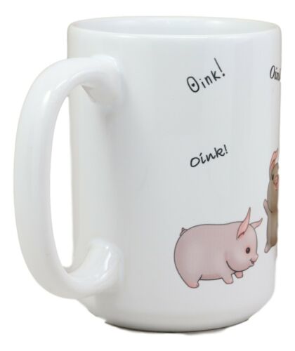 Ebros Novelty Oink Animal Farm Whimsical Pig Ceramic Coffee Mug 15oz Porky Pigs