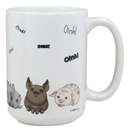 Ebros Novelty Oink Animal Farm Whimsical Pig Ceramic Coffee Mug 15oz Porky Pigs