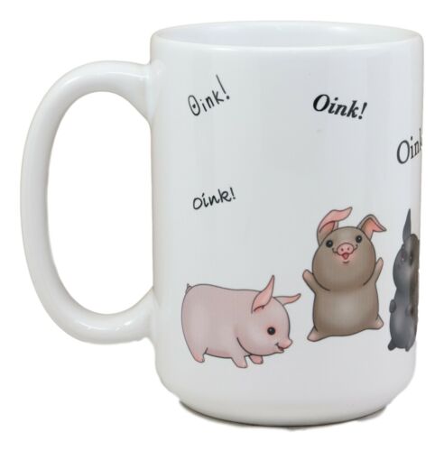 Ebros Novelty Oink Animal Farm Whimsical Pig Ceramic Coffee Mug 15oz Porky Pigs