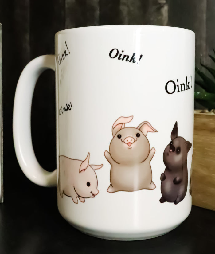 Ebros Novelty Oink Animal Farm Whimsical Pig Ceramic Coffee Mug 15oz Porky Pigs