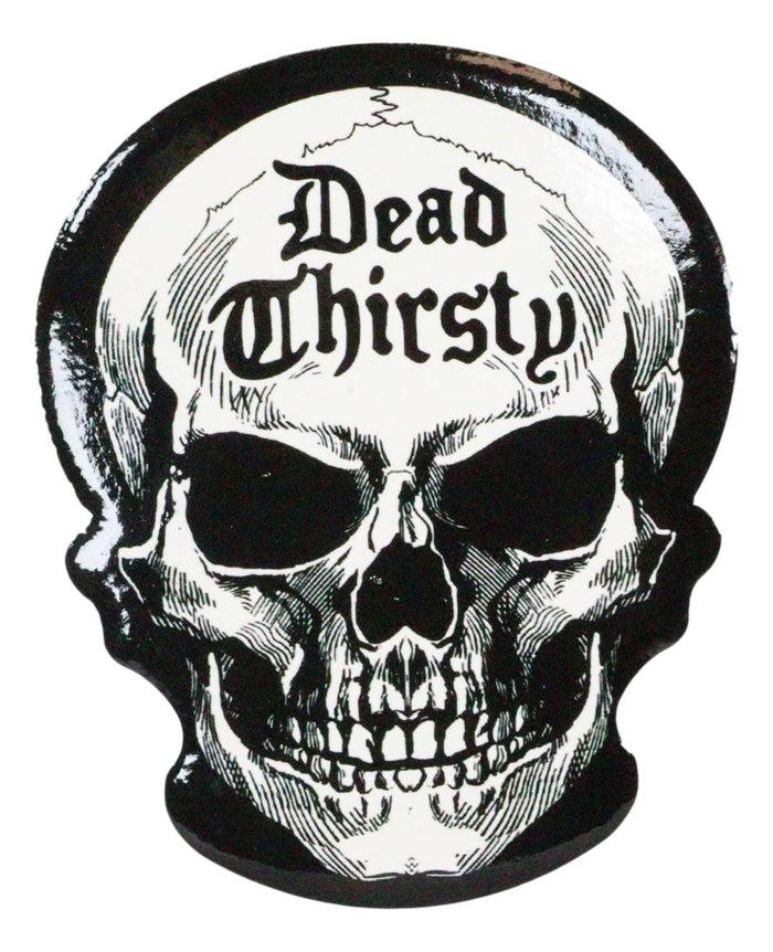 Ebros Occult Alchemy Dead Thirsty Skull Evil Grin Cork Back Ceramic Coasters Set Of 4