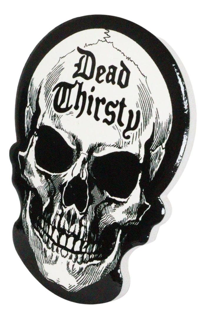 Ebros Occult Alchemy Dead Thirsty Skull Evil Grin Cork Back Ceramic Coasters Set Of 4