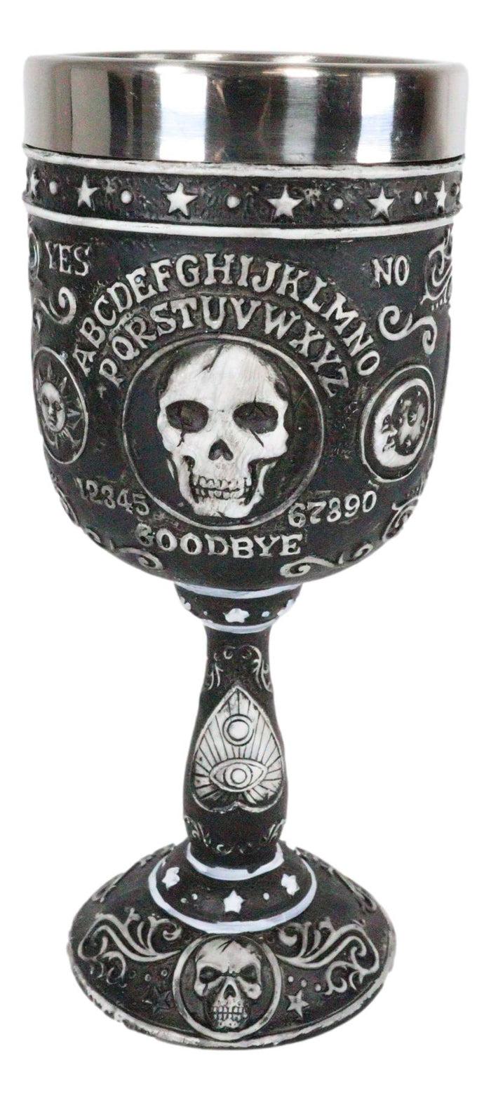 Ebros Occult Gothic Alchemy Ouija Spirit Board Skulls Baroque Wine Goblet 7oz