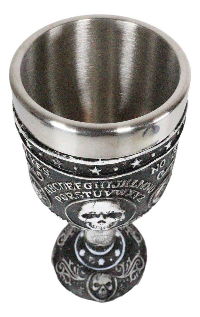 Ebros Occult Gothic Alchemy Ouija Spirit Board Skulls Baroque Wine Goblet 7oz