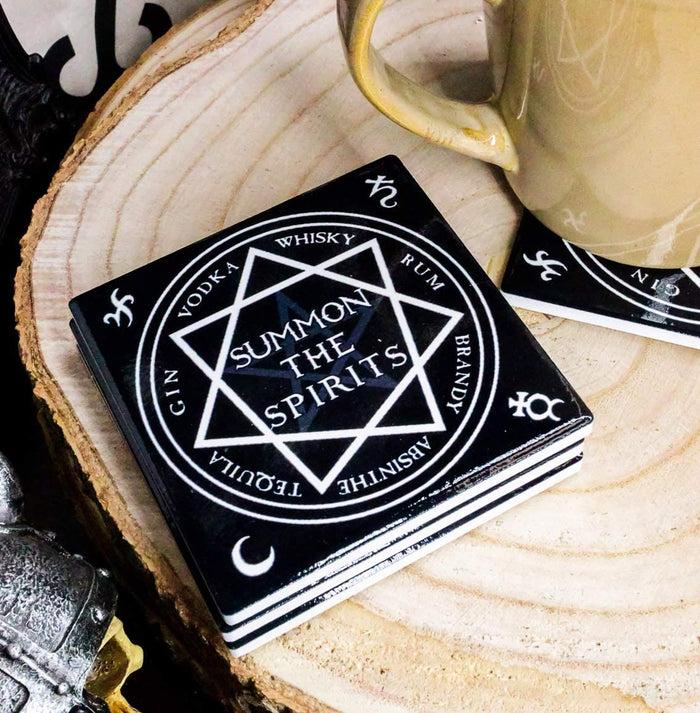 Ebros Occult Heptagram Star Summon The Spirits Cork Backed Coaster Set Of 4