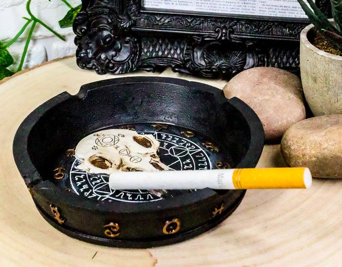 Ebros Occult Pentagram Moon Wheel Of The Year Horoscope Raven Skull Ashtray Figurine