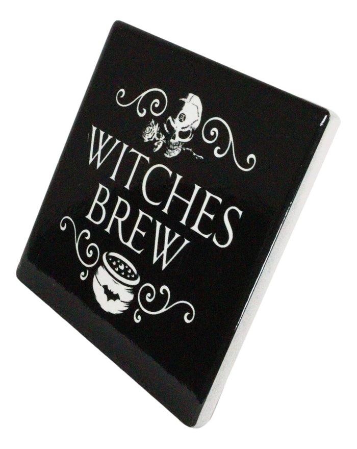 Ebros Occult Witches Brew Rose Skull Cauldron Cork Backed Ceramic Coasters Set Of 4