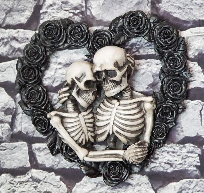 Ebros Our Love Is Eternal Skeleton Lovers On Black Rose Wreath Wall Sculpture
