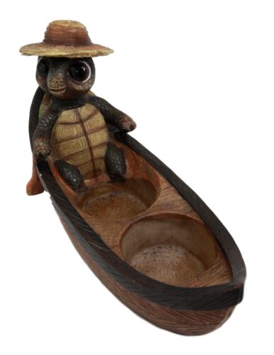 Ebros Outdoor River Camper Turtle Rowing Boat Salt Pepper Shakers Holder 7"L