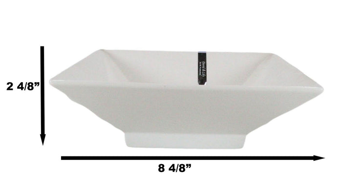 Ebros Pack Of 2 Kitchen And Dining Modern Contemporary Design Porcelain Square Bowls 35 Ounces 8.5"Diameter