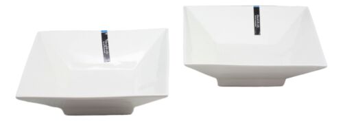 Ebros Pack Of 2 Kitchen And Dining Modern Contemporary Design Porcelain Square Bowls 35 Ounces 8.5"Diameter
