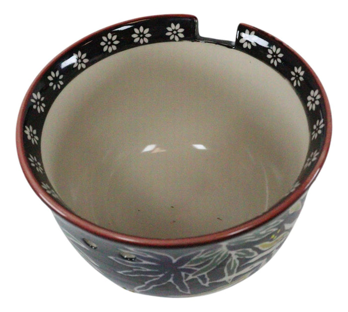 Ebros Pack Of 2 Night Willow Floral Bamboo Ramen Noodles Soup Bowl With Chopsticks Set