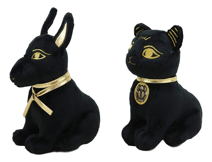Ebros Pack Of 2 Small Bastet And Anubis Plush Toys Soft Dolls Collectible Set 5"