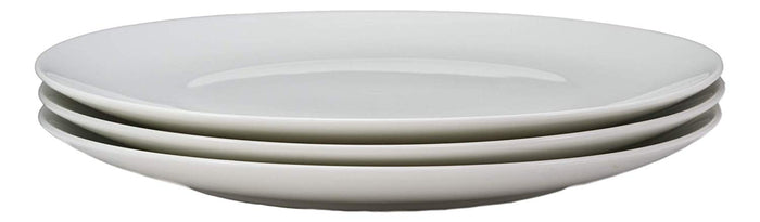 Ebros Pack Of 3 White Porcelain Round Plates 12" Large Dinner Entree Plate