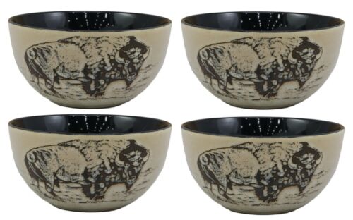 Ebros Pack Of 4 American Bison Abstract Art Bowl Set Perfect For Cereal Soup