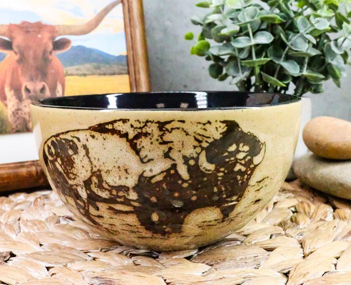 Ebros Pack Of 4 American Bison Abstract Art Bowl Set Perfect For Cereal Soup