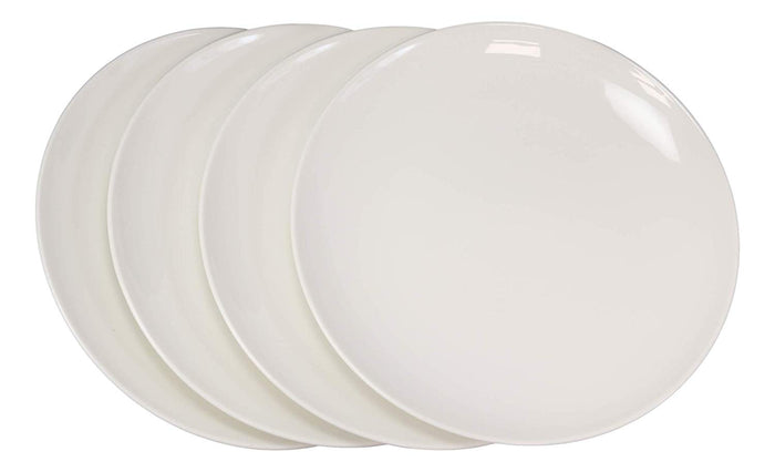 Ebros Pack Of 4 Kitchen Dining Modern Contemporary Sleek Design Natural White Porcelain Round Plates Restaurant Supply Dishwasher And Microwave Safe (10" Dinner Entree Serveware Plate)