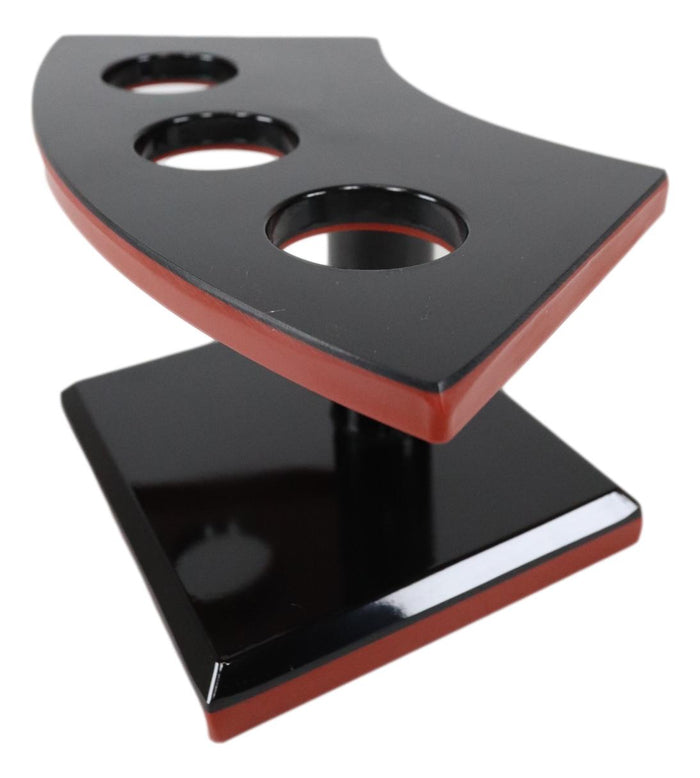 Ebros Pack Of 6 Japanese Temaki Sushi Roll Holder With 3 Holes Stand Lacquered Plastic