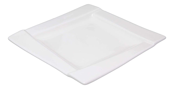 Ebros Pack Of 6 Kitchen Dining Modern Contemporary Design White Porcelain Square Plates Rhombus Well (7" Bread Appetizer Salad Dessert Side Plate Style)