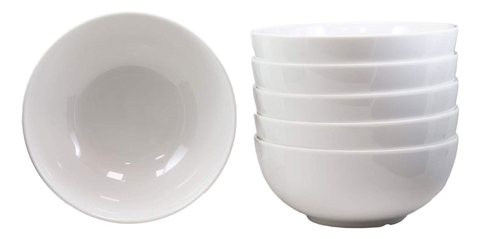 Ebros Pack Of 6 Large Contemporary Round White Jade Ramen Pho Vegetable Bowls